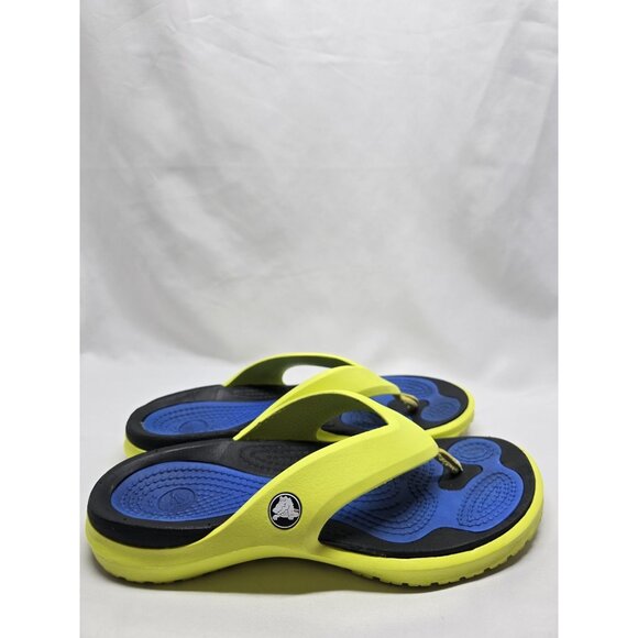 CROCS MODI SPORT Thong Flip Flops Unisex Mens 7 Women's Size 9-Yellow Blue Black - Picture 2 of 15